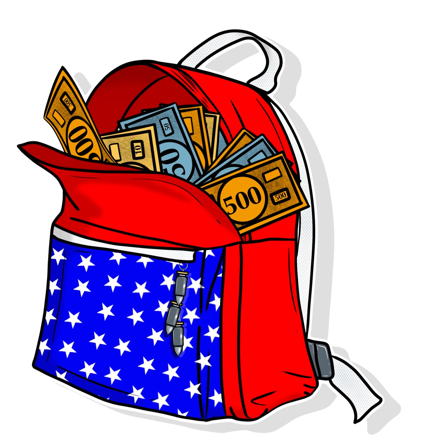 Monopoly money backpack sticker