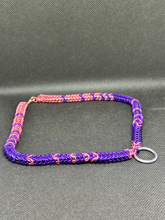 Cheshire Cat Inspired Chainmail Necklace - Pink and Purple