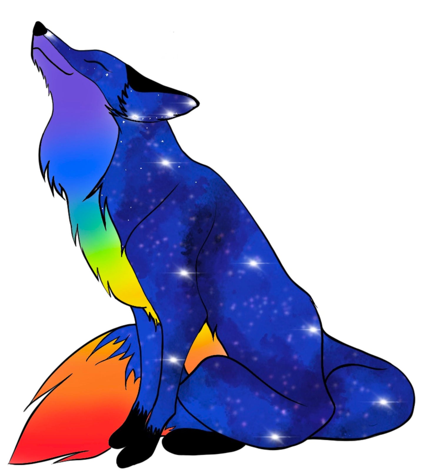 Wolf Rainbow Sunset Night Sky Vinyl Sticker